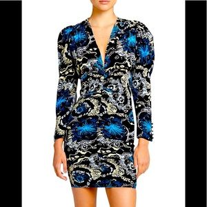 ALC Roxy V-Neck Long Sleeve Printed Dress Size 0